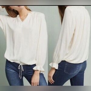 Dolan Anthropologie Left Coast French Quarter Drawstring Ruffle Women Top Size S